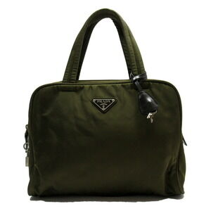 Prada handbag triangle logo Khaki Green leather classic favorite